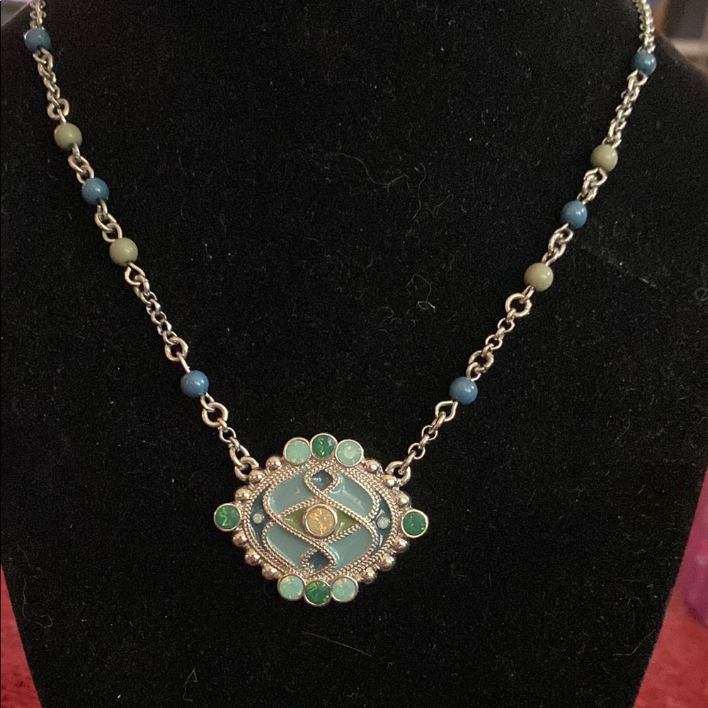 Elegant Blue and Green Pendant Necklace Lia Sophia